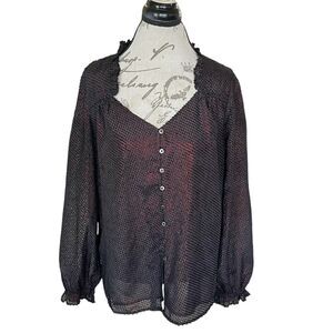 Current Air Womens Blouse Size Large Top Long Sleeve Dark Academia Gothic Chic
